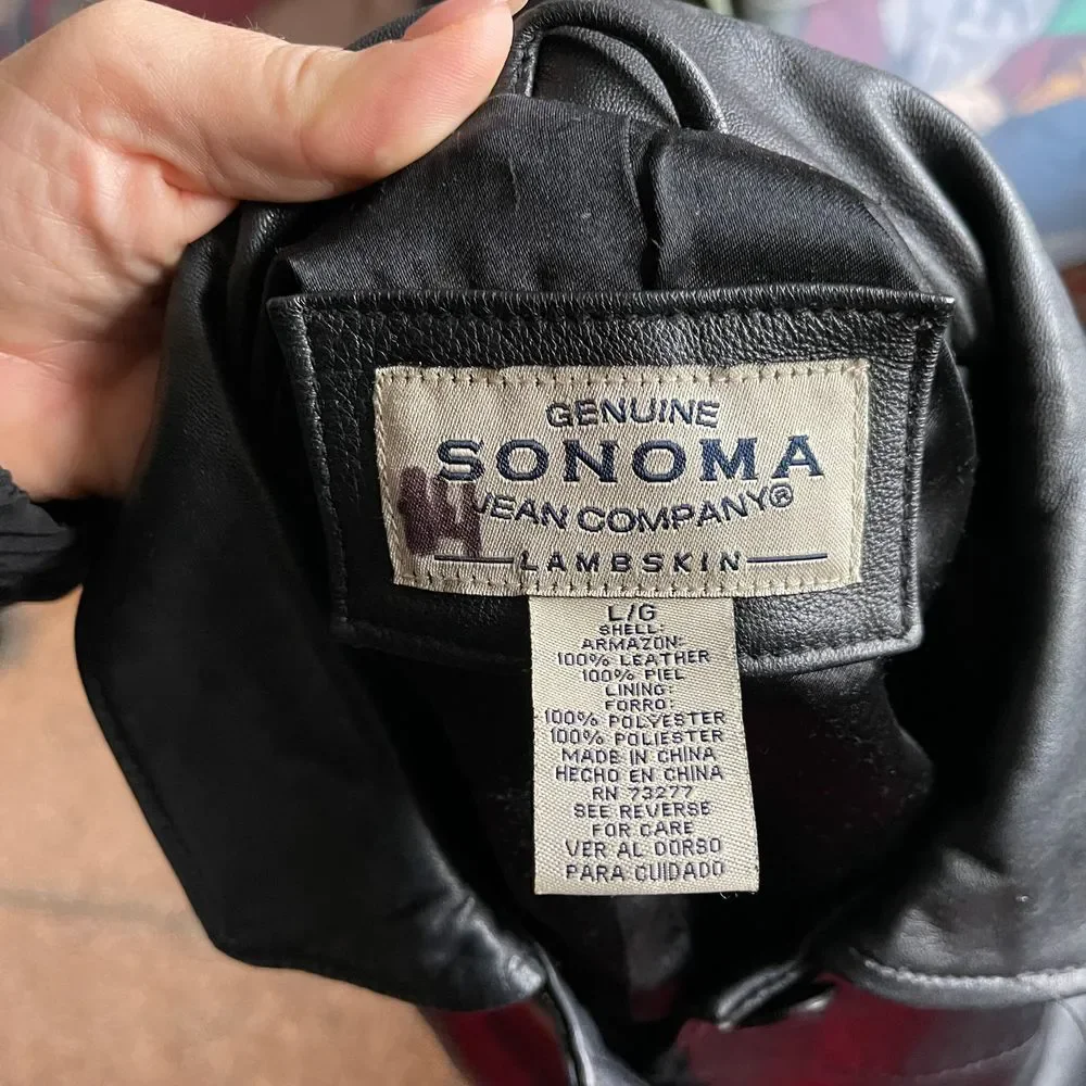 Vintage Sonoma Lambskin Piel Leather 90s Y2K Button-Front Leather‎ Jacket - Picture 3 of 10